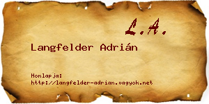 Langfelder Adrián névjegykártya